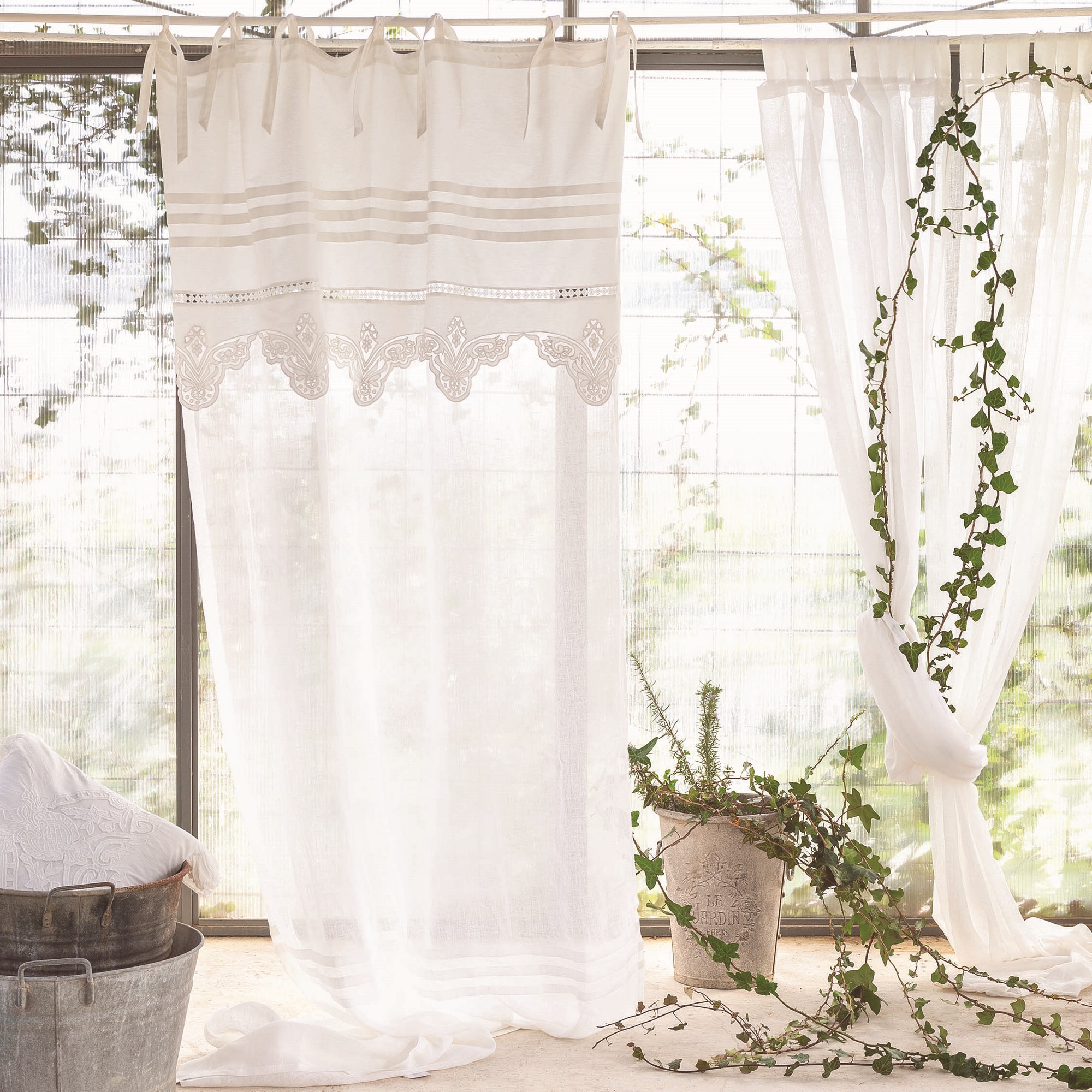 Tenda misto lino con volant colore beige 140x290cm. Blanc Mariclo' – MIRIAM  HOME: Shabby Chic & Country Style