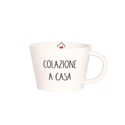 Tazza colazione "Colazione a casa" gres porcellanato bianco, Simple day