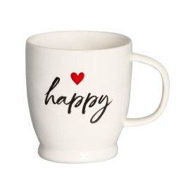 Mug "Happy cuore" gres porcellanato bianco, 510ml, Simple Day