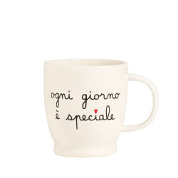 Mug "Ogni giorno è speciale" gres porcellanato bianco, 510ml, Simple Day