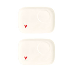 Set 2 piattini cuore rosso per tazze espresso, Simple Day