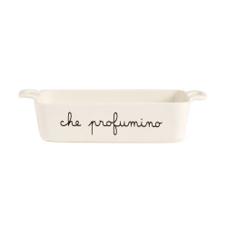 Pirofila "che profumino" gres bianco, 26(32) x 18 cm, Simple day