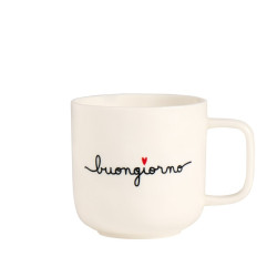 Mug "Buongiorno" gres porcellanato bianco, 400ml, Simple Day