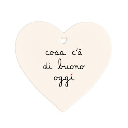 Sottopentola cuore "cosa c'è di buono oggi" 21x20cm, Simple Day