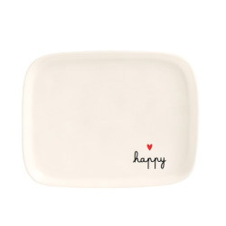 Piatto rettangolare in gres decoro Happy 20x15.5 cm, Simple Day