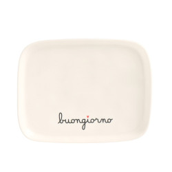 Piatto rettangolare in gres decoro "Buongiorno" 20x15.5 cm, Simple Day