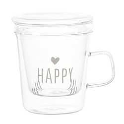Tisaniera "Happy" vetro borosilicato, 400ml, Simple day