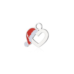 Mini charm cuore cappello acciaio Brand