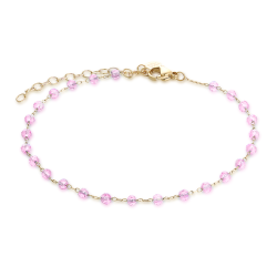 Cavigliera acciaio oro cristalli rosa Brand