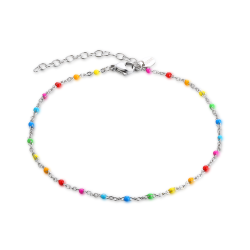 Cavigliera acciaio perline arcobaleno Brand