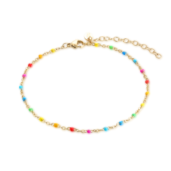 Cavigliera acciaio oro perline arcobaleno Brand