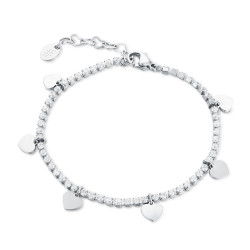 Bracciale tennis cuori pendenti