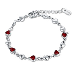 Bracciale cuori cristalli rossi Brand