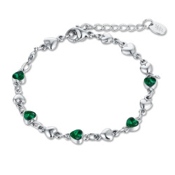 Bracciale cuori cristalli verdi Brand