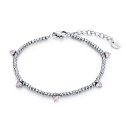 Bracciale cuori pendente rosa Brand
