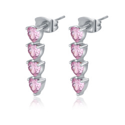 Orecchini cuori pendenti rosa Brand