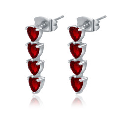 Orecchini cuori pendenti rossi Brand