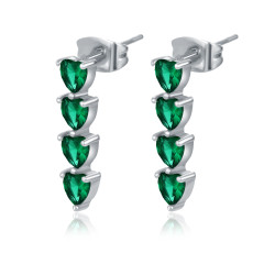 Orecchini cuori pendenti verde Brand