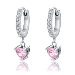 Orecchini cristalli cuore rosa Brand