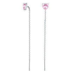 Orecchini pendenti cuore rosa Brand