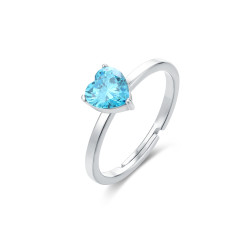 Anello acciaio cuore azzurro Brand