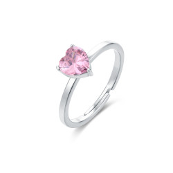 Anello acciaio cuore rosa Brand