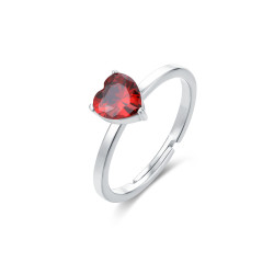 Anello acciaio cuore rosso Brand