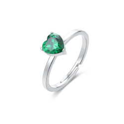 Anello acciaio cuore verde Brand