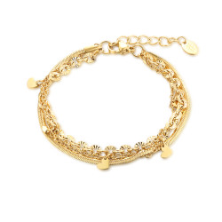 Bracciale tre catene cuori 16+3 cm oro Brand