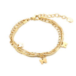 Bracciale tre catene farfalle 16+3 cm oro Brand