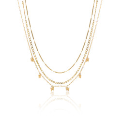 Collana tre catene farfalle 45+5 cm oro Brand