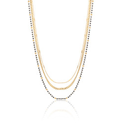 Collana tre catene perline 45+5 cm oro Brand