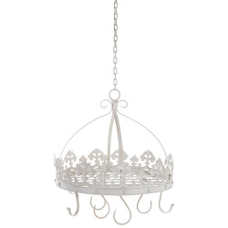 Corona appendi oggetti shabby con ganci, 50x47 cm, Blanc Mariclò
