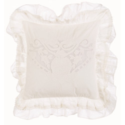 Cuscino arredo ricamato bianco latte, 45x45 cm, Blanc Mariclò
