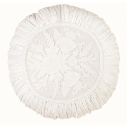 Cuscino arredo rotondo ricamato bianco latte, D45 cm, Blanc Mariclò