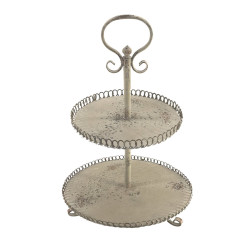 Alzata 2 ripiani metallo shabby