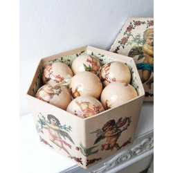 Box esagonale 14 palle natale Blanc Mariclò