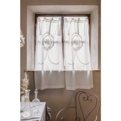 Tenda finestra 60x220 cm, bianco con rosone, di Blanc Mariclò