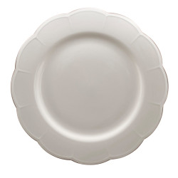 Piatto piano bianco bordo tortora serie Atcina, Blanc Mariclò