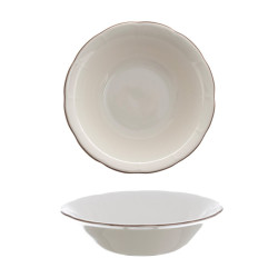 Servizio macedonia/cereali x6 bianco bordo tortora, serie Atcina, Blanc Mariclò