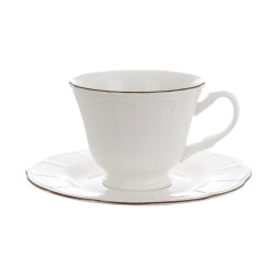 Servizio the x6 serie Atcina, bianco con bordo tortora, Blanc Mariclò