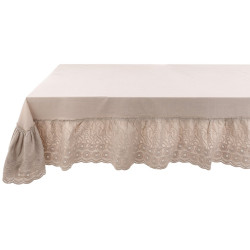 Tovaglia con gale da 25cm beige in cotone della collezioneTintoretto di Blanc Mariclo