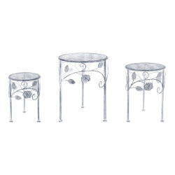 Tavolino metallo rotondo piccolo 24x24xh32cm, Blanc Mariclò