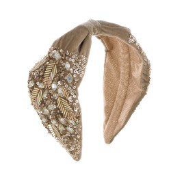 Cerchietto velluto ricamato strass