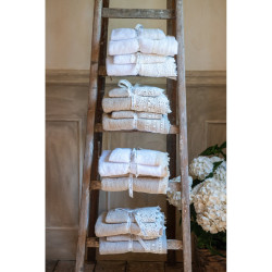 Coppia spugna bianco con pizzo, Blanc Mariclò, 100% cotone 450 GSM
