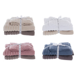 Set 4 pezzi, 2 asciugamani + 2 ospiti, variante grigio e blu, Blanc Mariclò