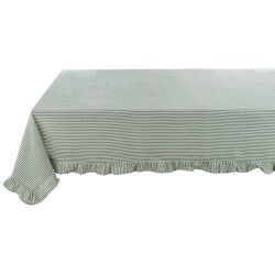 Tovaglia a righe con volant serie Taormina 162x192 cm, Blanc Mariclò