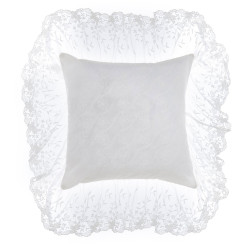 Cuscino arredo bianco con balza in tulle Dentelle 40x40 cm, Blanc Mariclò