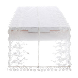 Runner in Tulle Ricamato "Dentelle" 50x200 cm, bianco, Blanc Mariclò
