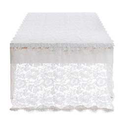 Runner in Pizzo Ricamato "Dentelle" 45x140 cm, bianco, Blanc Mariclò